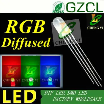 

1000pcs Free shipping High quality 5MM Diffused led diode RGB 4-PIN Common anode(CE&Rosh)