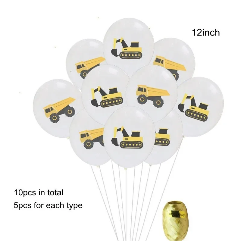 Строительный трактор тема экскаватор надувные шары грузовик автомобиль баннеры детский день рождения, день рождение мальчика вечерние принадлежности - Цвет: 10pcs White