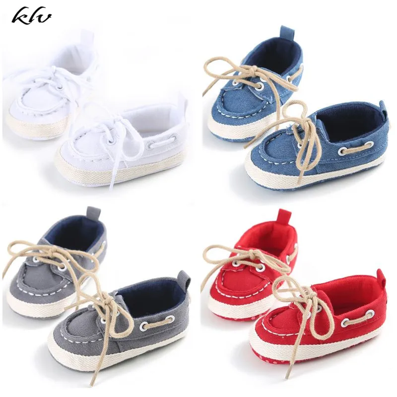

Infants Baby Shoes Boys Girls Soft Soled Crib Shoes Laces Up Canvas Sneaker First Walkers 0-12Month New