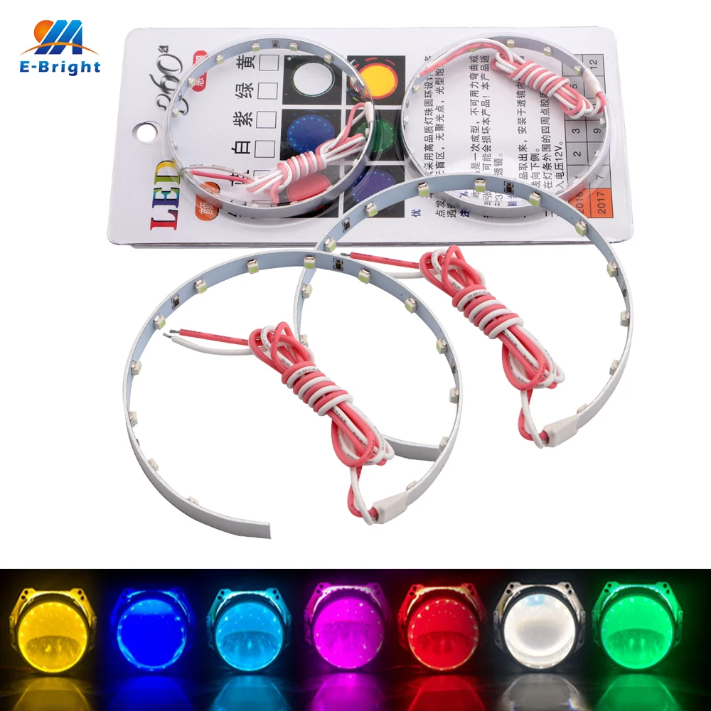 

YM E-Bright 2PCS/Set 360 Evil Eyes Devil Eyes 3528 15 SMD LED Headlights DRL 12V DC White Blue Red Green Amber Ice blue Purple