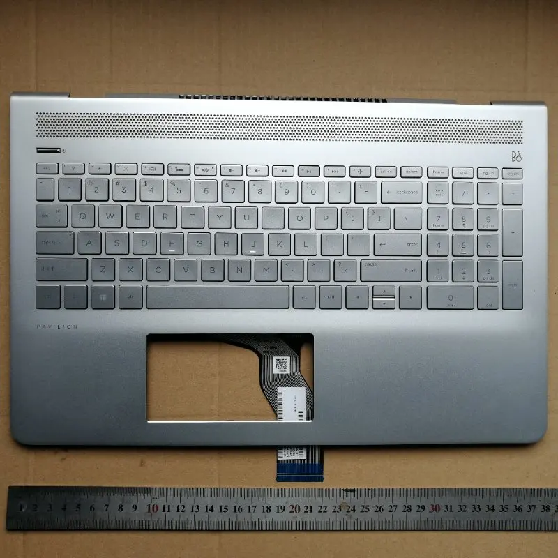 

new backlit laptop keyboard with palmrest for HP Pavilion 15-cc707TX TPN-Q191 15.6" US sliver