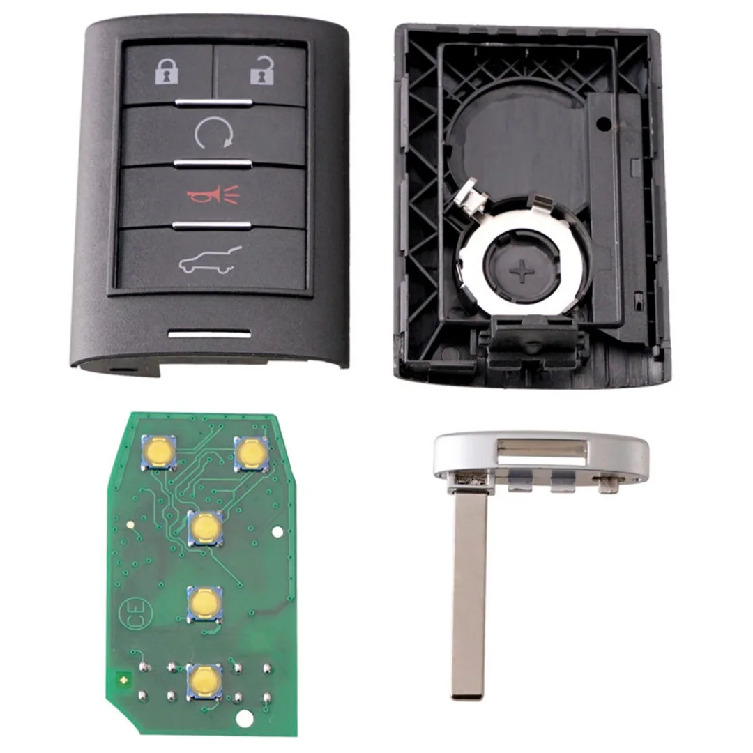 5 Buttons Keyless Entry Car Key Replacement Remote Key Fob NBG009768T for Cadillac 10-15 SRX 13-14 ATS XTS