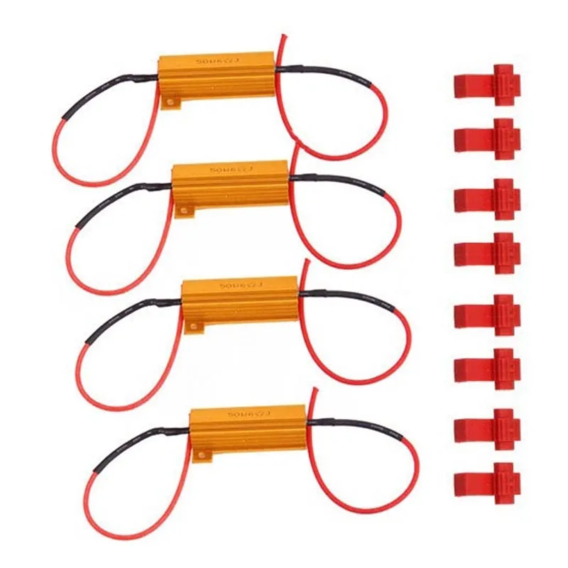 

4pcs 50W 6Ohm Car LED DRL Fog Turn Singal Load Resistor for Fix LED Bulb Fast Hyper Flash Turn Signal CSL2017