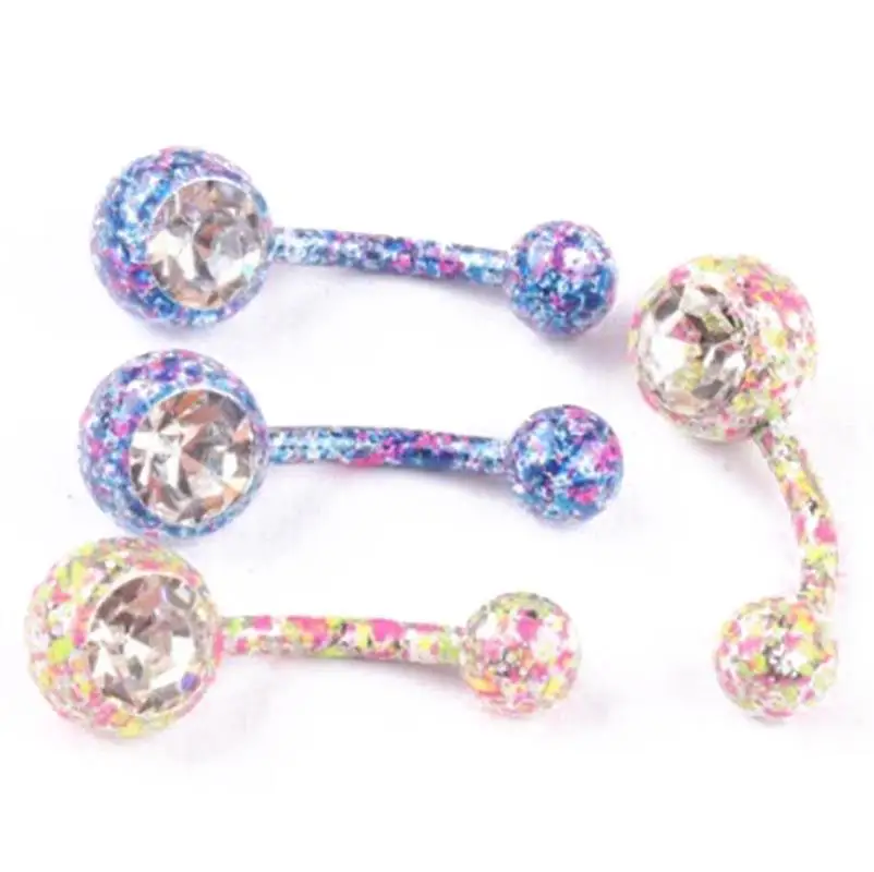 Beauty Rhinestone Belly Bars Jewellery Crystal Button Belly Navel Ring Gift