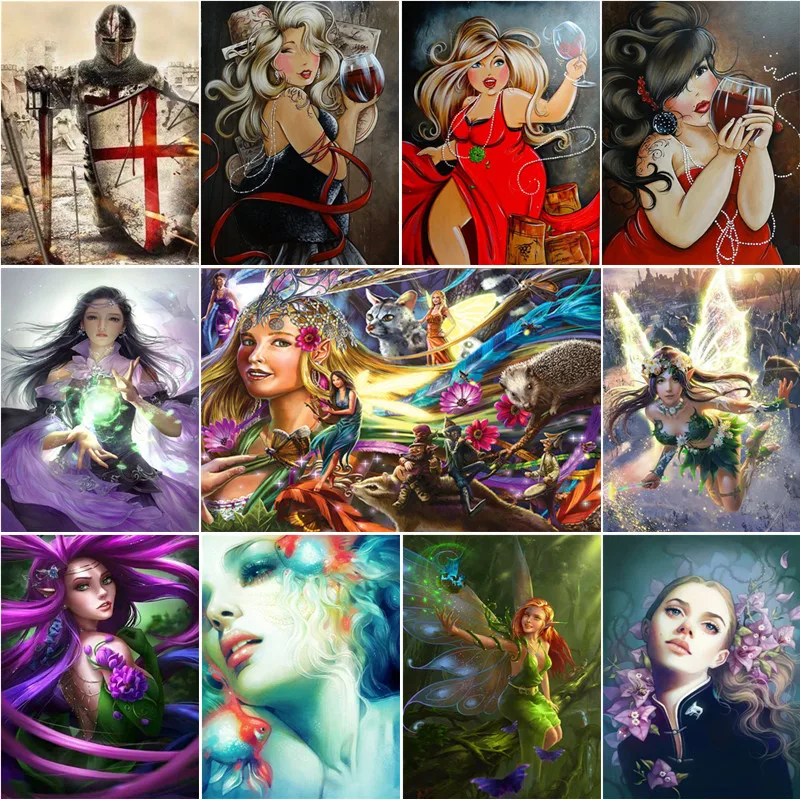 

5D DIY full round diamond painting cartoon beauty character round diamond 3D embroidery cross stitch mosaic decoration