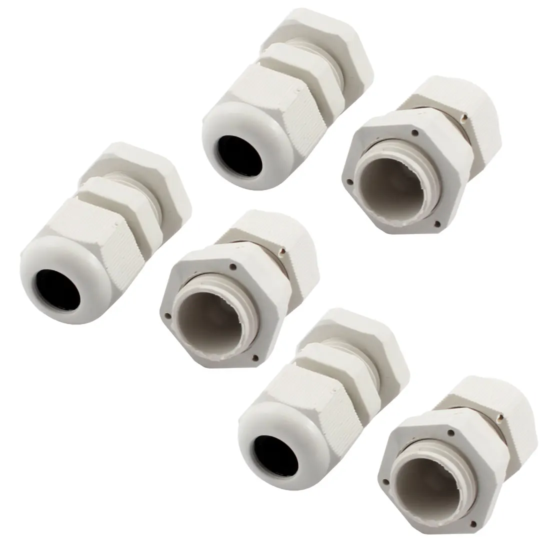

6Pcs Pg9 4-8Mm Dia Wire White Plastic Waterproof Cable Glands Joints Connectors Coupler
