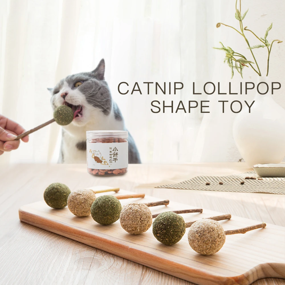 

Hipidog Pet Cat Toy Natural Catnip Lollipop Shape Funny Ball Chasing Kitten Toys Healthy Safe Edible Treating Discharge the Fur