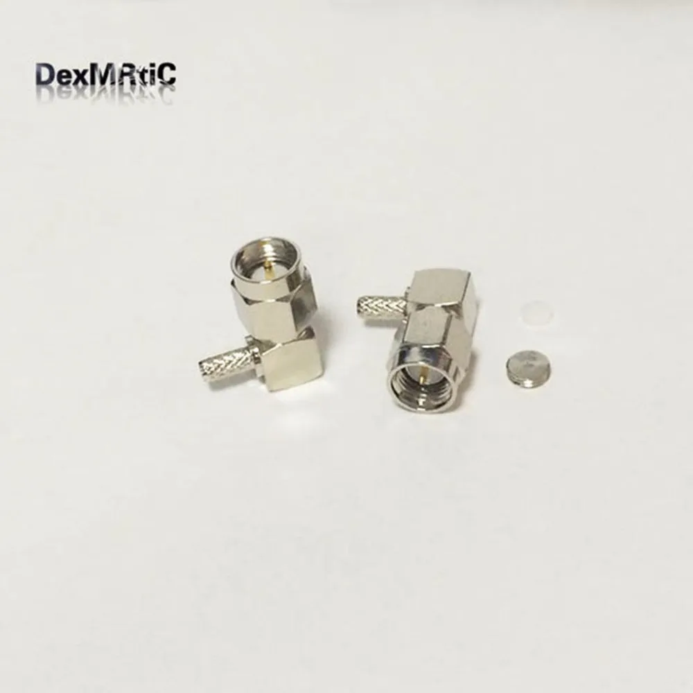 1pc  New  SMA  Male Plug  Connector Crimp  With For  RG316,RG174,LMR100  Right Angle  Nickelplated  Wholesale