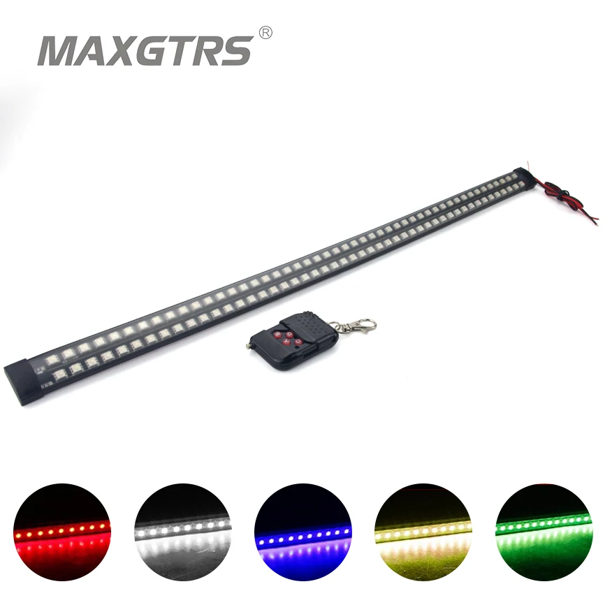 

Double Row 20 Modes Infrared Remote Control Change Color RGB 56CM 96LED Car LED Flexible Knight Rider Lightsbar Light Waterproof
