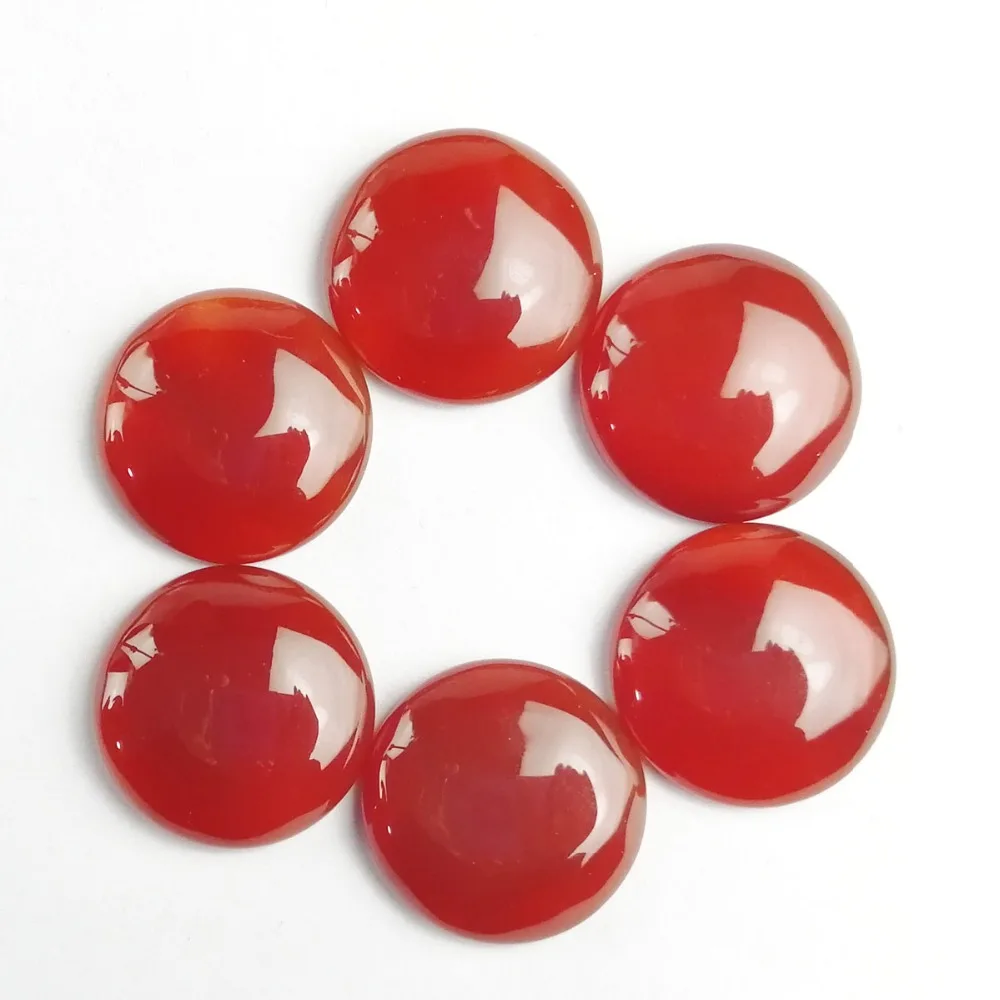 

5pcs Gorgeous Intriguing Interesting A* Red Agates Round CAB CABOCHON 25x8mm