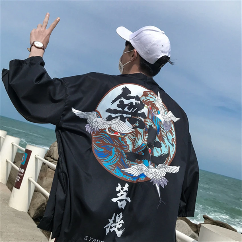 

Haori 2019 News Summer Men Japanese Style Kimono Cardigan Samurai Costume Kongfu Coat Women Overcoat Traditional Asian Clothes