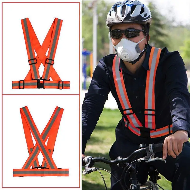 

1pc 4cm Adjustable Safety Security High Visibility Reflective Vest Gear Stripes Jacket Night Running