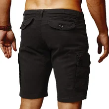Мужские повседневные полубрюки с несколькими карманами, облегающие однотонные дышащие брюки для лета, QL распродажа