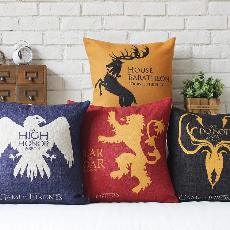 

House Badge Game of Thrones Winterfall Throw Massager Decorative Vintage Pillows Emoji Pillow Case Cover Home Decor Lover Gift