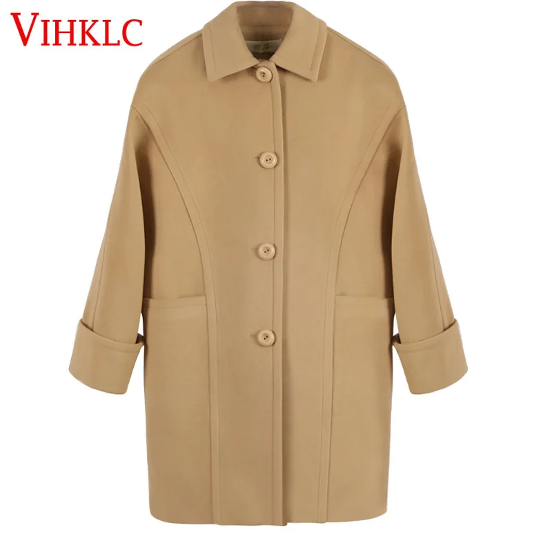 2017 Winter Fashion Women Wool Jacket Loose New Coat Full Mid Long High Quality Female Thick Warm Woolen H308 | Женская одежда