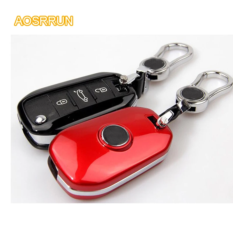 

AOSRRUN ABS key case key cover key case Covers Car accessories FOR Peugeot 308 408 508 2008 3008 301 car styling