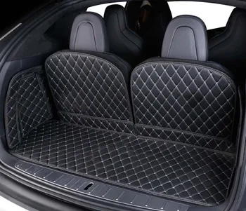 

uxury fiber leather car trunk mat for tesla model x 2015 2016 2017 2018 2019 2020 car accessories