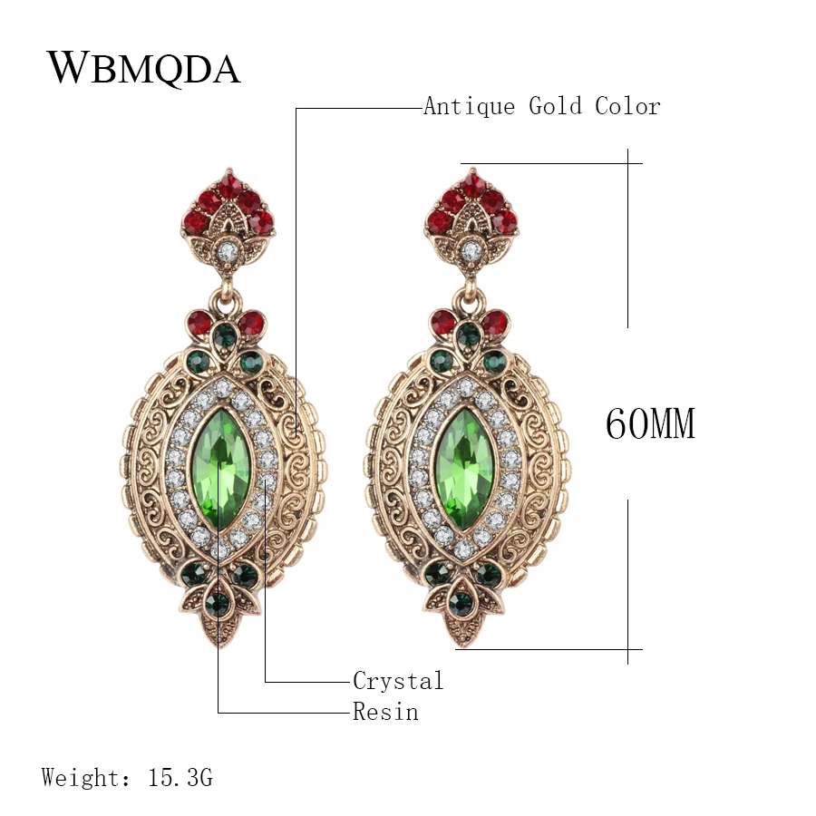 Kinel-Hot-Vintage-Gold-Color-Rhombus-Earrings-For-Woman-Green-Rhinestone-Long-Dangle-Earrings-Punk-Fashion (1)