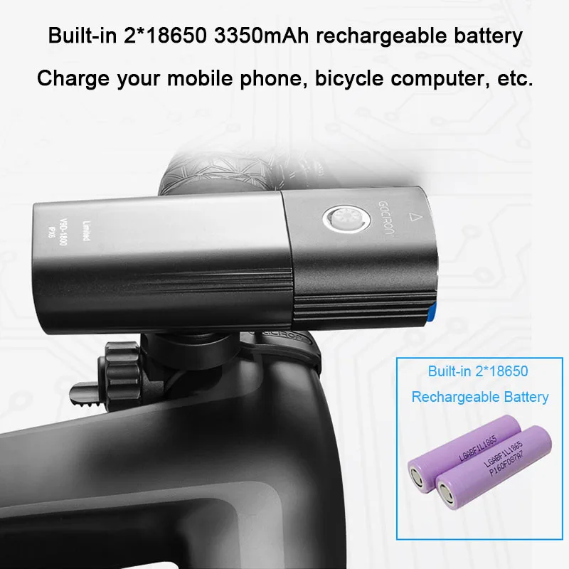 Sale 1800 Lumen Bike lights Set 6 Mode XML-2 LED Bicycle Light Mobile Power Bank USB Charging Waterproof Torch MTB Cycling Headlight 2