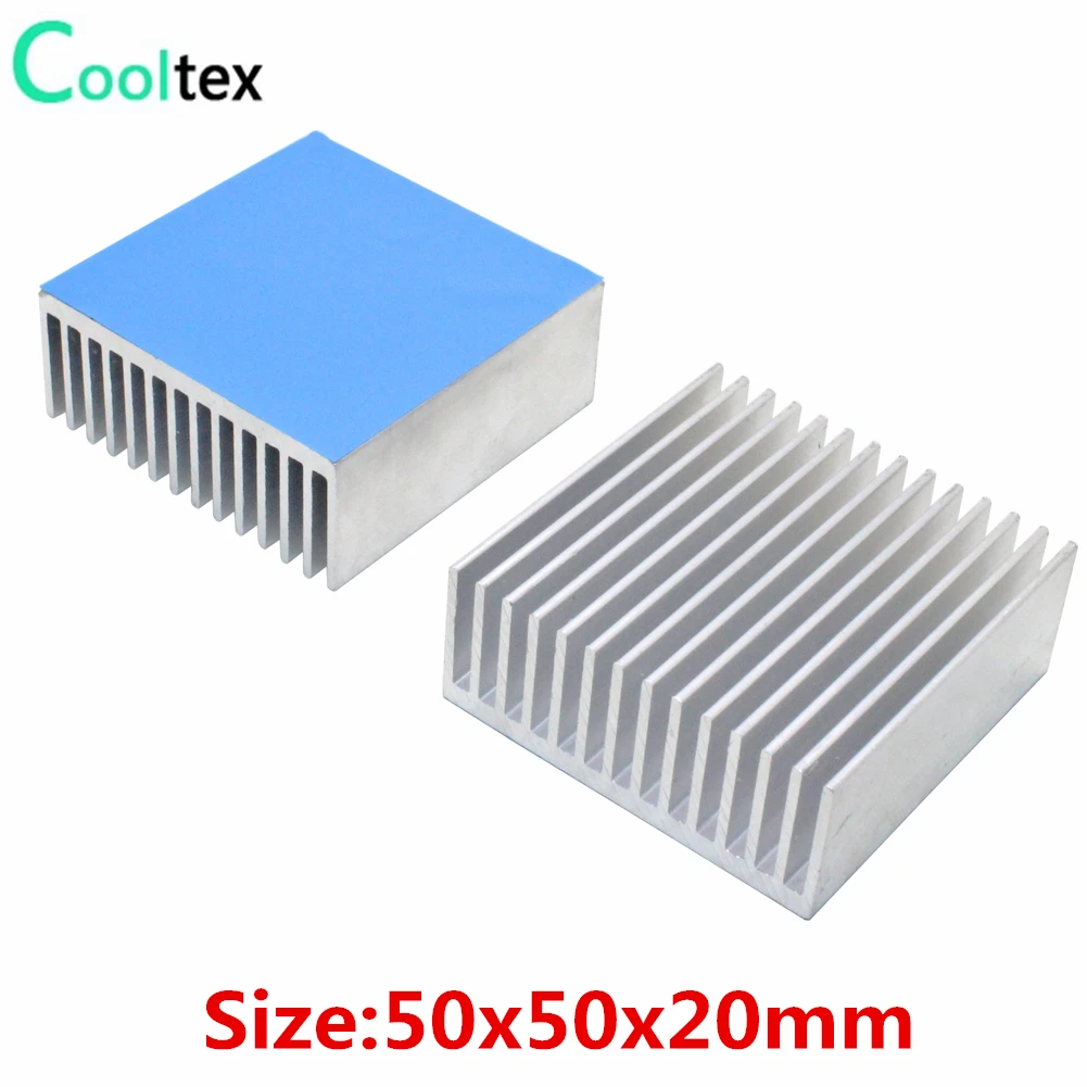 2pcs Aluminum Heatsink 50x50x20mm Heat Sink Cooler Radiator For Electronic Chip LED PCB Cooling With Thermal Conductive Tape | Компьютеры