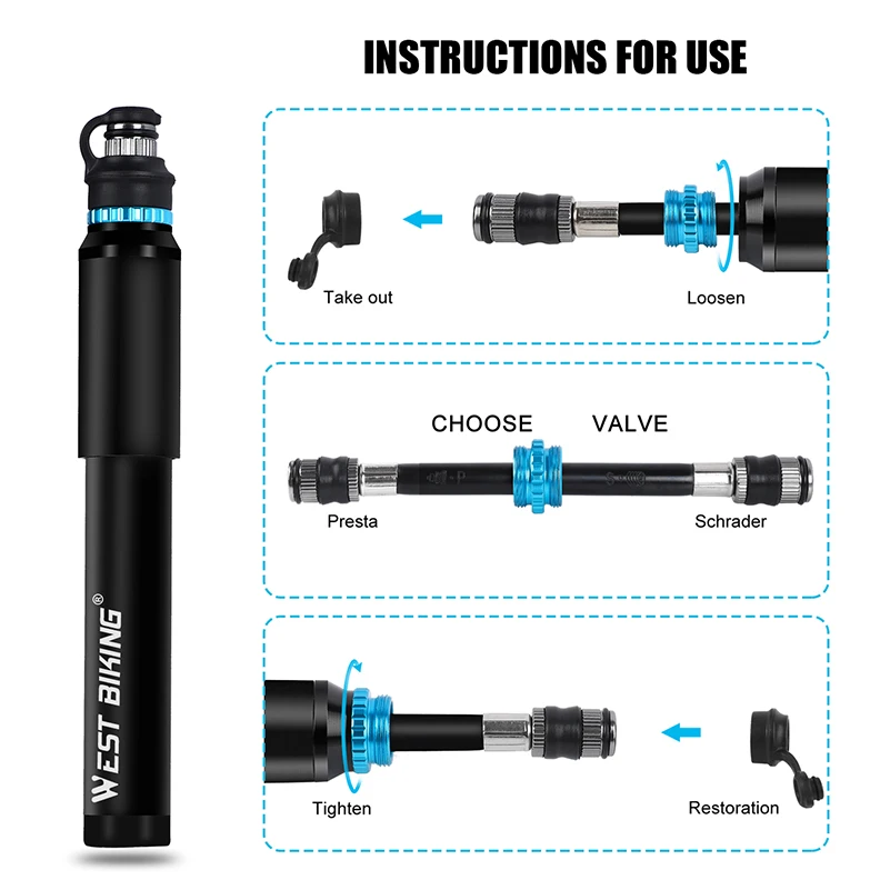WEST BIKING портативный велосипедный насос 150PSI Presta/Schrader Road MTB горный велосипед ручной