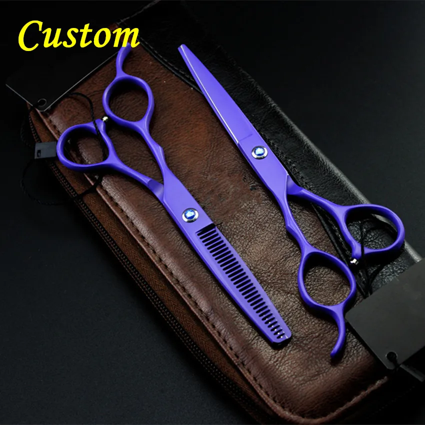 Custom Upscale Left handed Purple cut hair scissors thinning scissor
