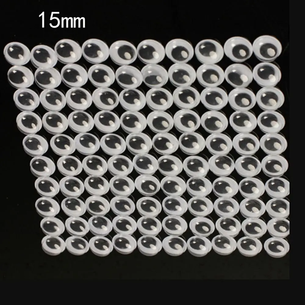 100 шт 6-15 мм пластиковые вигглы Googly Eyes Самоклеящиеся Для DIY кукол детские поделки Diy аксессуары - Цвет: 15MM