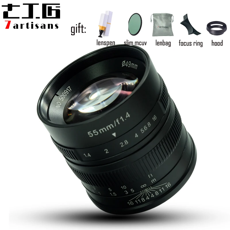 

7artisans 55mm F1.4 Large Aperture manual fixed focus micro-single camera lens for canon M-mount sony E-mount or Fuji-XF camera
