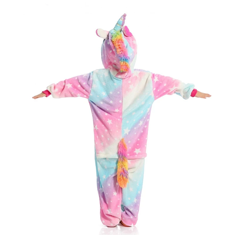 Kigurumi Onesie/Детские пижамы с пандой; детские комбинезоны единорог с рисунками животных; зимняя одежда для сна для мальчиков и девочек; детская пижама