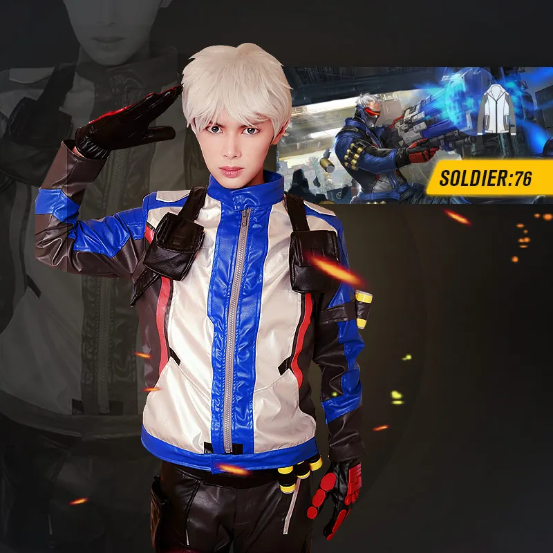 Игры OW Солдат 76 костюм для косплея пиджак пальто Jack Morrison Косплэй для взрослых унисекс Для мужчин Популярные костюмы для Хэллоуина игра вечерние мяч индивидуальный заказ