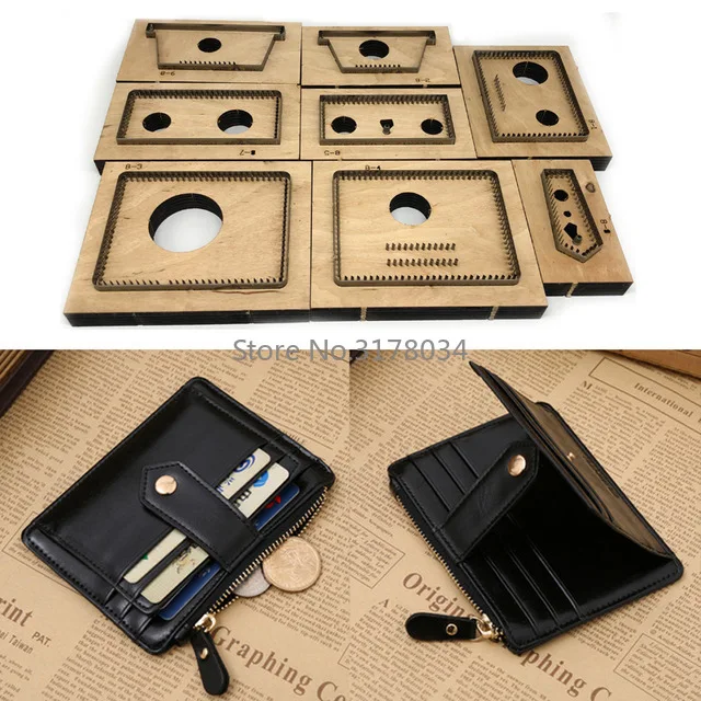 

2019 Japan Steel Blade Rule Die Cutter Unisex Leather Wallet Template for Short Wallet Zipper Purse Card Holder 12.8x5x1cm