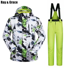RAY GRACE Мужская лыжная куртка зимняя одежда мужской сноуборд куртка брюки костюм водонепроницаемый тепловой дышащий Профессиональный зимний комплект