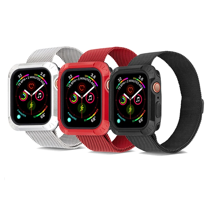 

Protective Case+strap for apple watch 4 band 44mm 40mm bracelet milanese loop watchband&protector cover for iwatch series 4