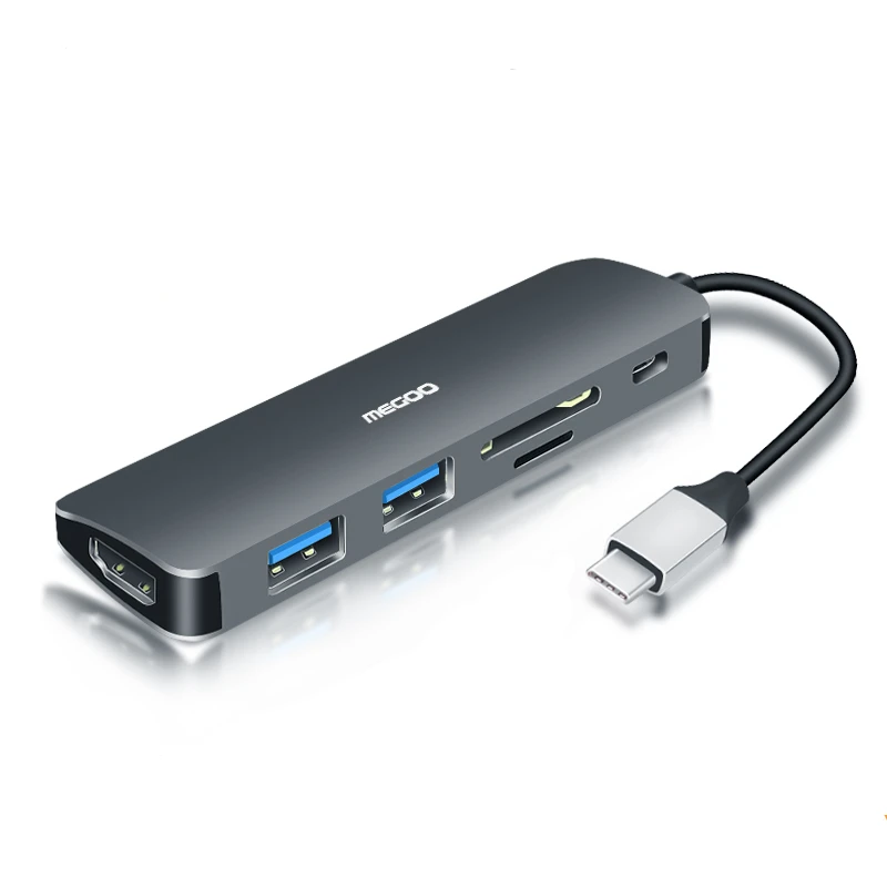 

Megoo USB C Laptop Docking Station 6 in 1 Type C to HDMI/USB3.0/PD Charge/SD TF Card Reader for Mac Pro