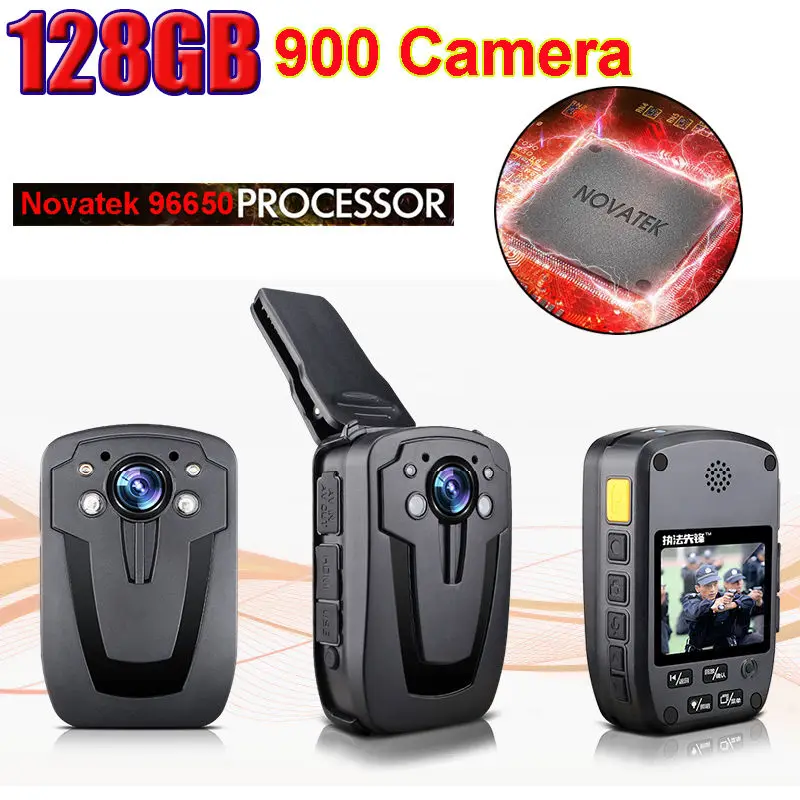 

BOBLOV D900 NTK96650 Body Worn Camera Police Wearable Video Camera Recorder DVR 128GB HD 1080P Cam A01