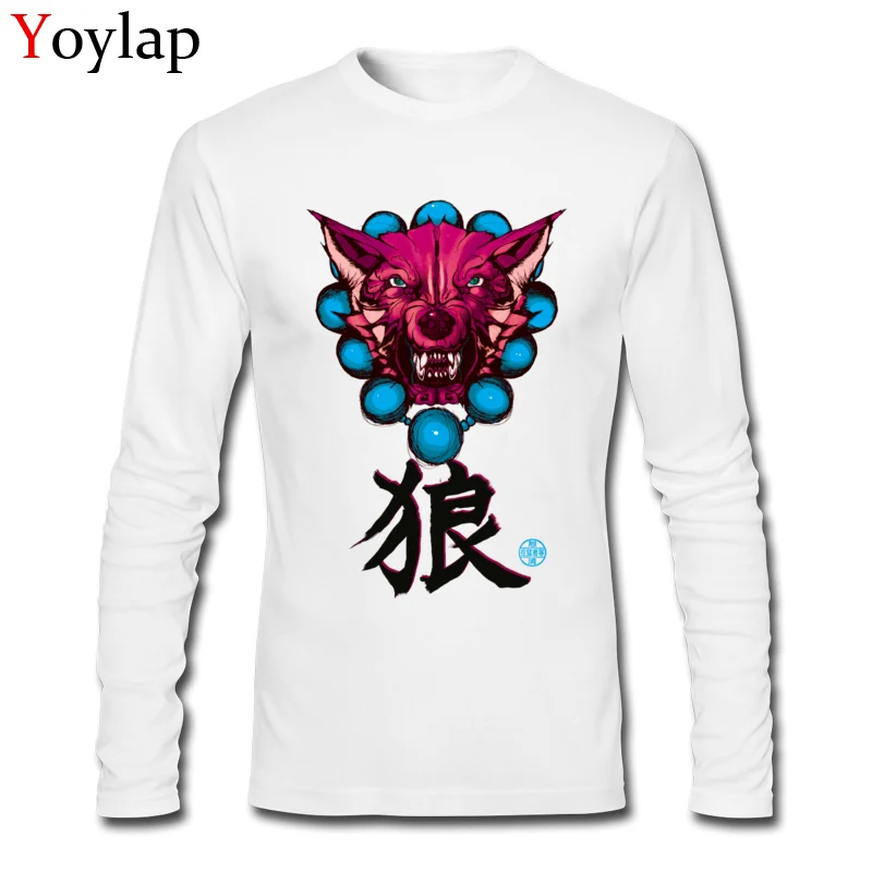 Design T Shirts Slim Fit Crew Neck Okami All Cotton Student Tops Shirt Printed On Long Sleeve Sweatshirts Top Quality Okami white