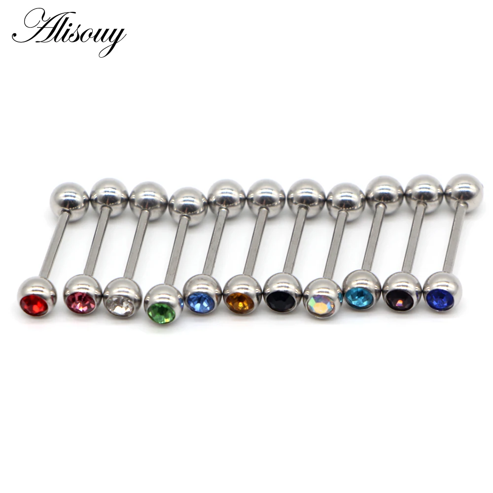Piercing tongue ball crystal steel 11 Colors