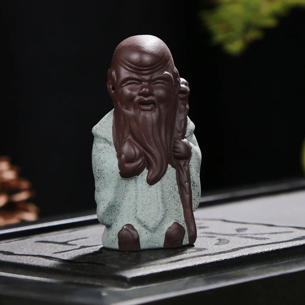 Purple Sand Little Monk Figurine Chinese Tea Pet Little Buddha Statue Tea Tray Decoration Home Tabletop Ornament