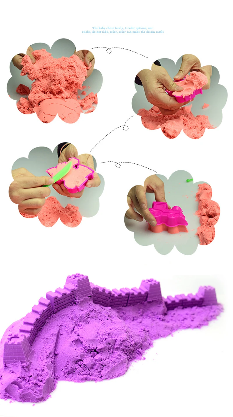 Кинетический песок Красочные динамический песка мягкими полимерная глина Light Clay слизь пушистый с Инструменты динамический детей магия пляж Космический песок Игрушечные лошадки для детей JY113