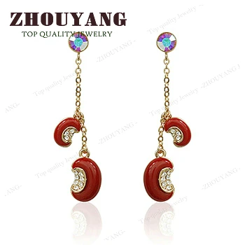 

ZHOUYANG Top Quality ZYE165 Ormosia Rose Gold Color Drop Earrings Jewelry Austrian Crystal Wholesale