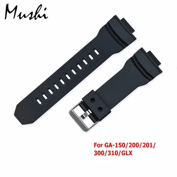 

Rubber Strap for Casio GA-150/200/201/300/310/GLX Silicone Watchband Pin Buckle Strap Watch Wrist Bracelet Black Women Men +Tool