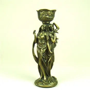 

Vintage Belle Girl Figure Candle Holder Decorative Resin Nymph Statue Tealight Candlestick Ornament Art and Craft Accessories