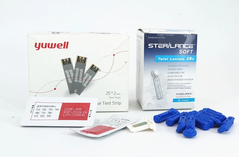Tanie Paski do badania poziomu glukozy yuwell cukrzycowe paski testowe paski testowe cukru we krwi glukometr do pomiaru glukozy we krwi glukometr do 510520710720730740
