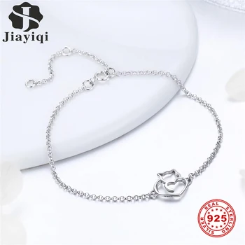 

Jiayiqi Charm Cute Cat Bracelets Featured Brand Bangles Dazzling 925 Sterling Silver For Women Creative Jewelry Girlfriend Gift