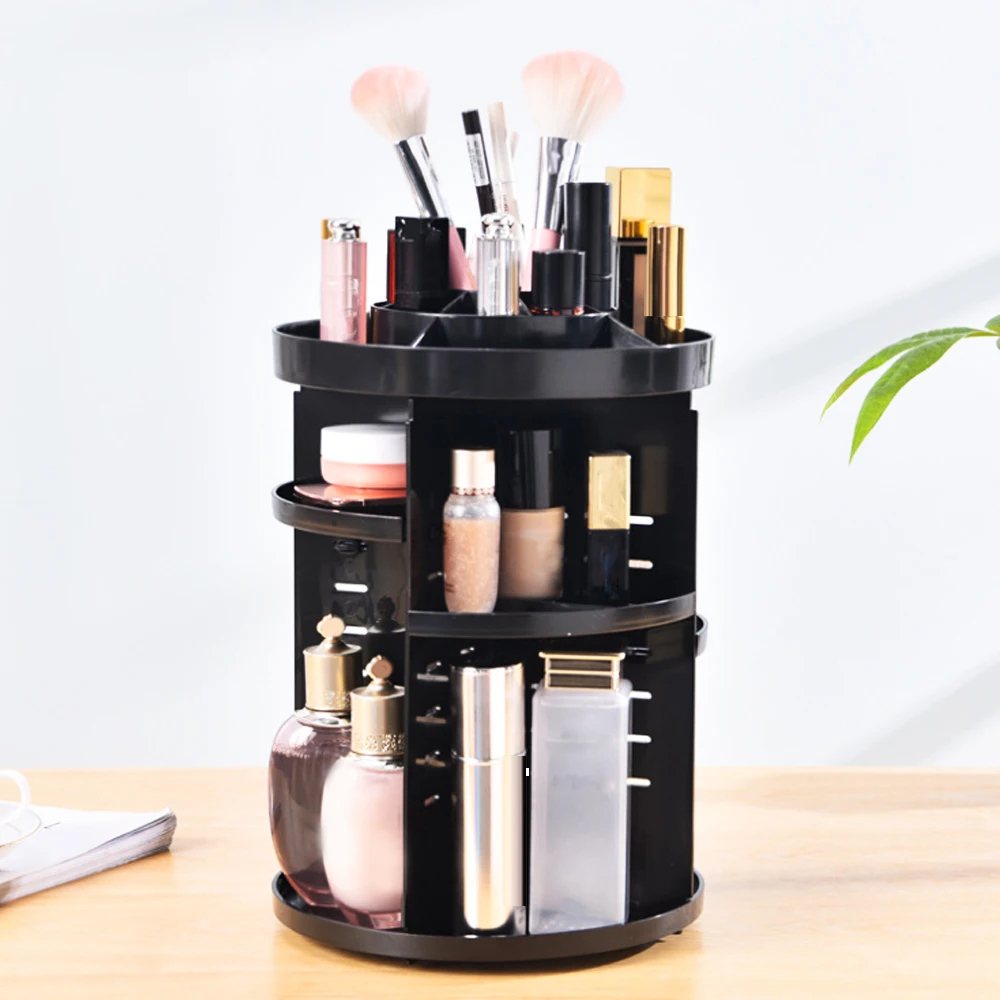 

1PCs 360 Degrees Rotating Cosmetic Storage Display Holder Makeup Brushes Lipsticks Cosmetic Adjustable Jewelry Storage Box