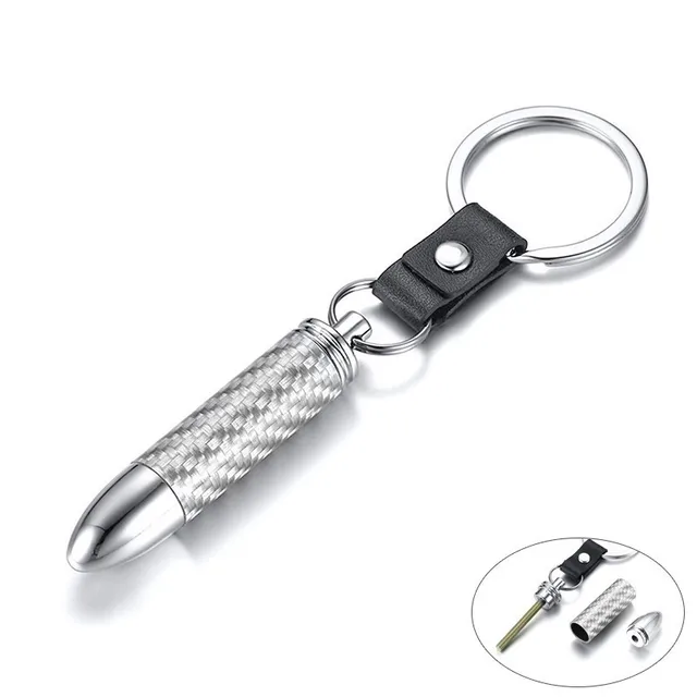 Vnox Punk Bullet Key Chains for Men Jewelry Unique Carbon Fiber Key