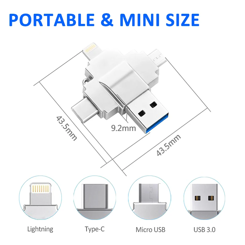 USB флэш накопитель 4 в 1 type c C для светильник с разъемом микро 2 0 iPhone X 8 7 Plus 6 S 5
