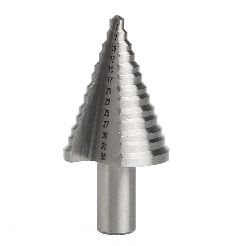 

5-35mm HSS Spiral Grooved Step Drill Bit Hole Cutter Triangle Round Shank