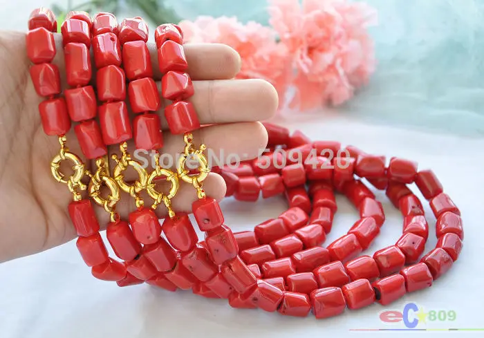 

Wholesale>>>wholesale 18" 16mm original baroque cylinder red coral necklace 5pcs #@