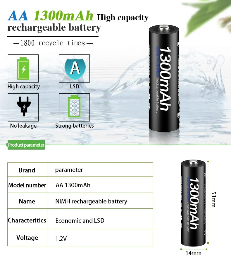 PALO 20 шт перезаряжаемая батарея AA 2A 2a 1300mAh Ni-MH 1,2 V предварительно Заряженная аккумуляторная батарея батареи для камеры